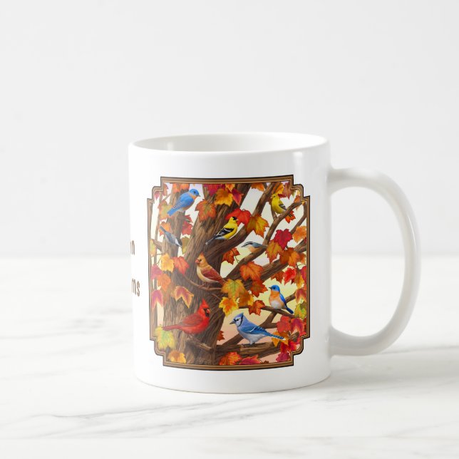 Caneca De Café Aves na Árvore Mapeadora do outono (Direita)