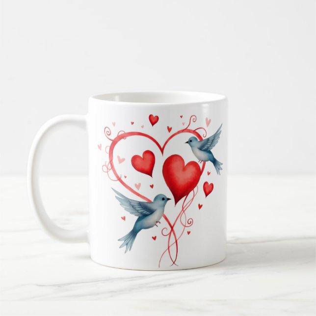 Caneca De Café Aves para Dia de os namorados (Esquerda)