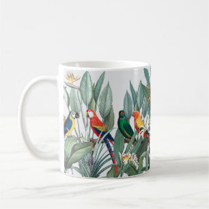 Caneca De Café Aves tropicais coloridas com aves do paraíso