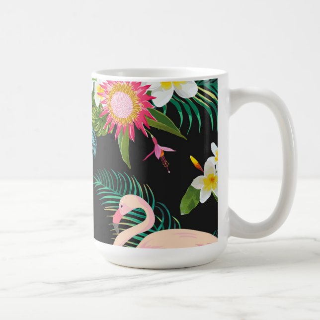 Caneca De Café Aves Tropicais Flores Flamingo Watery Paisagem (Direita)