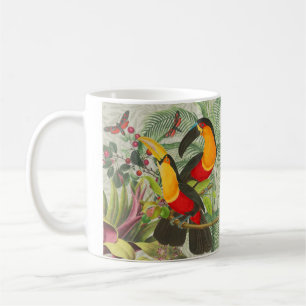 Caneca De Café Aves Tropicais Vibrantes Turianos Arte Selva Exóti