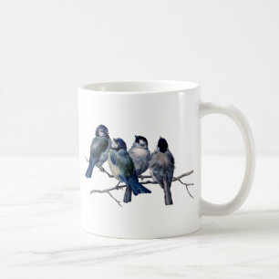 Caneca De Café Aves Vintage em uma Ramificação
