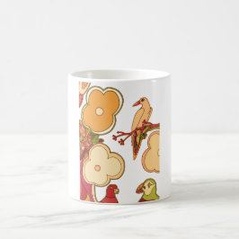 Caneca De Café Aves Whimsical