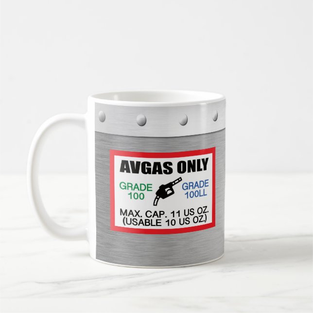 Caneca De Café AVGAS/Combustível de 100LL apenas de 11 oz (Esquerda)
