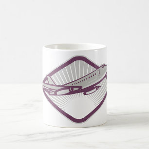 Caneca De Café Aviação de Avião a Jato Retro Vintage