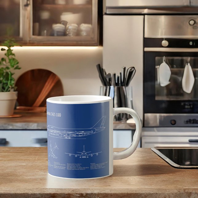 Caneca De Café Avião 747 - Planos de desenho do avião AD (Criador carregado)