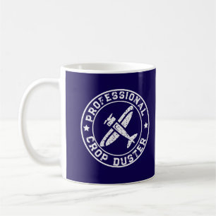 Caneca De Café Avião Agricultor Personalizado Vintage Texto Branc