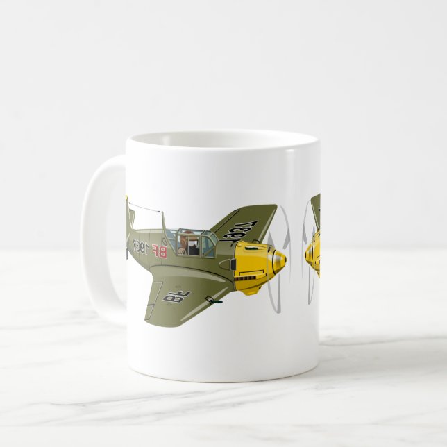 Caneca De Café Avião-caça-retrô-animação (Frente Esquerda)