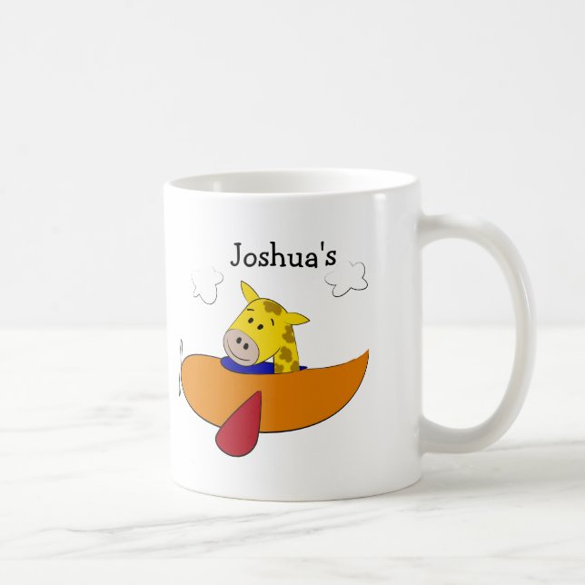 Caneca De Café Avião de Girafa Personalizado (Direita)
