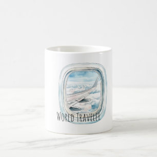 Caneca De Café Avião de Janela de Viagem Mundial