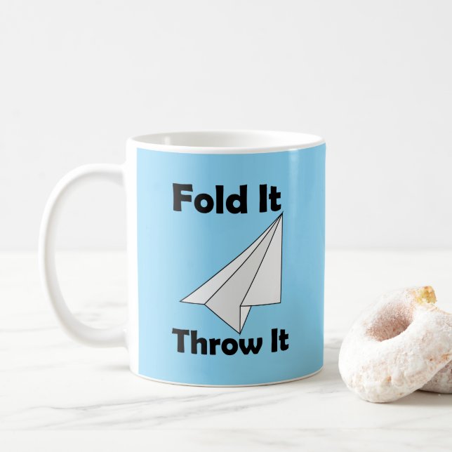 Caneca De Café Avião de Papel Dobre e Lance  (Com Donut)