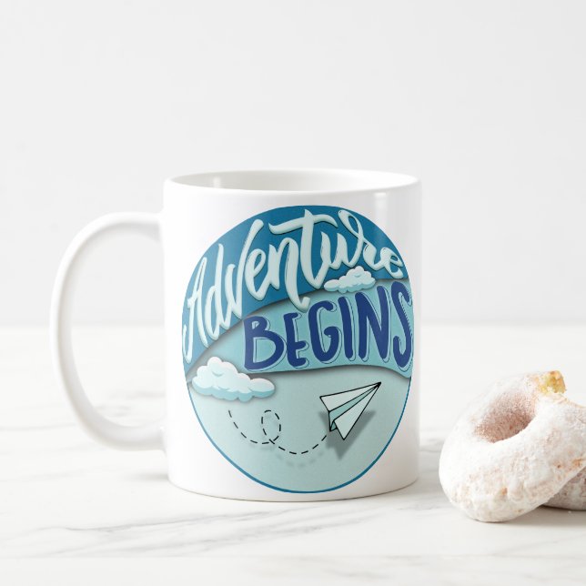 Caneca De Café Avião de papel | Início da aventura (Com Donut)