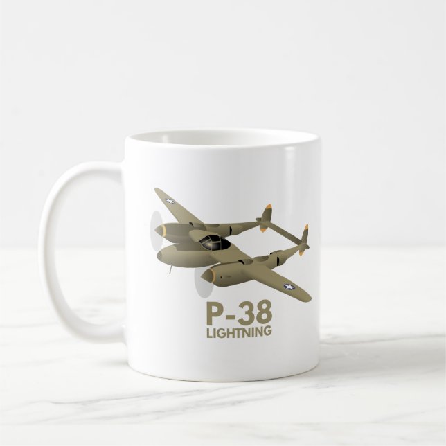 Caneca De Café Avião de raios P-38 WW2 (Esquerda)