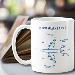 Caneca De Café Avião Engraçado Como os Aviões Voam Piloto ou Trip