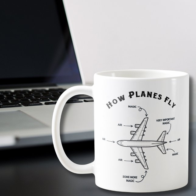 Caneca De Café Avião Engraçado Como Voam Os Aviões, Tripulação Pi (Criador carregado)