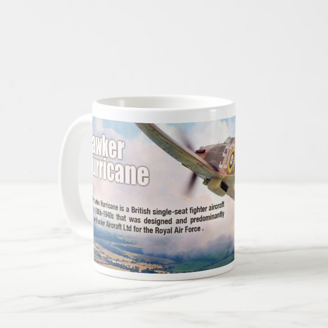 Caneca De Café Aviation Art mug "Hawker Hurricane" (Frente Esquerda)