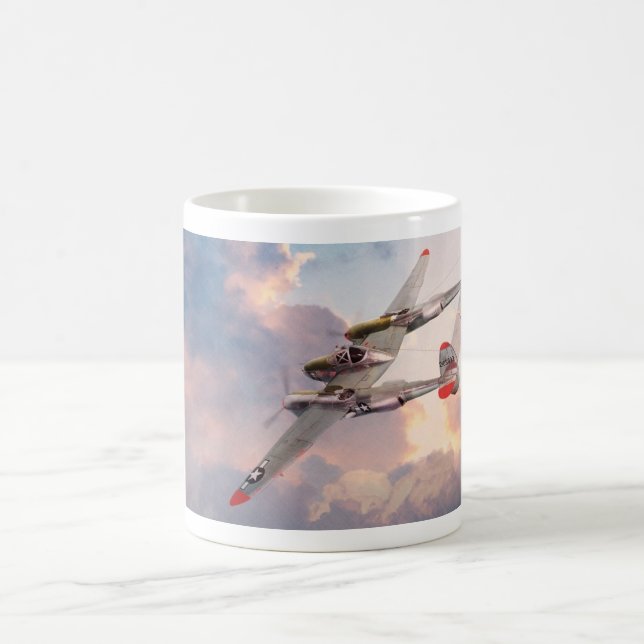 Caneca De Café Aviation Art mug "P-38 Lightning" (Centro)