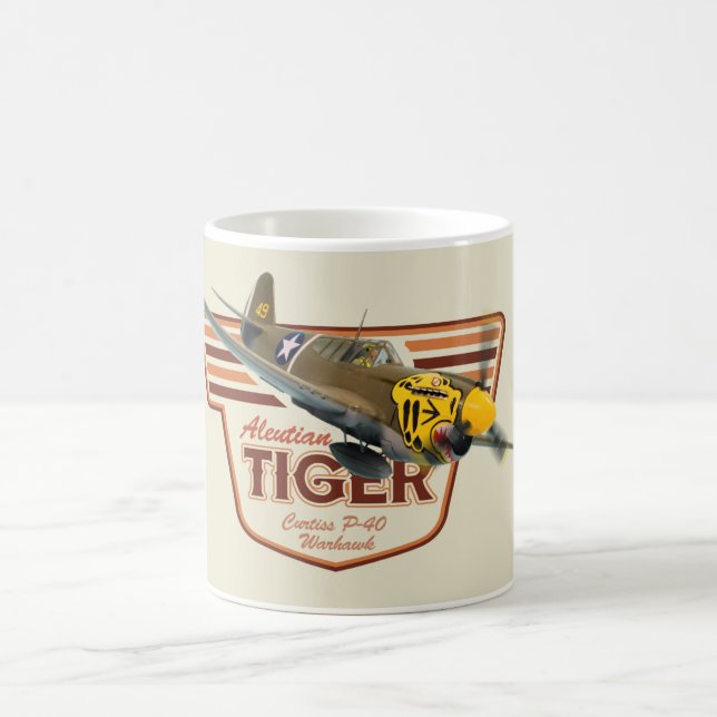 Caneca De Café Aviation Art Mug " P-40 Warhawk　Aleutian Tiger" (Centro)