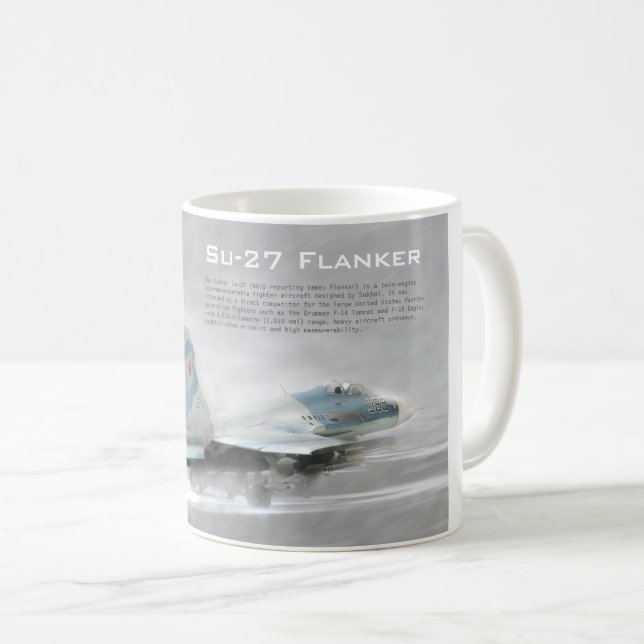 Caneca De Café Aviation Art Mug "Su-27 Flanker" (Frente Esquerda)