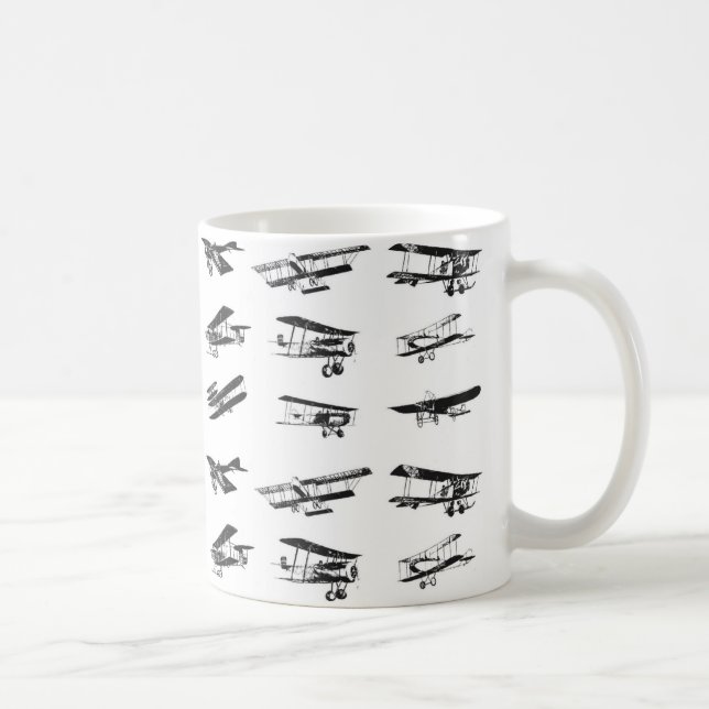 Caneca De Café Aviões antigos, a preto e branco, aviões antigos (Direita)