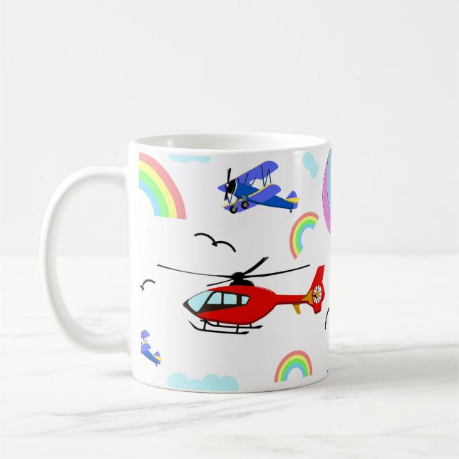 Caneca De Café Aviões, helicópteros e balões (Esquerda)