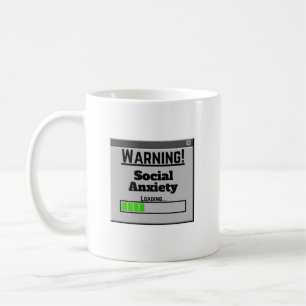 Caneca De Café Aviso Ansiedade Social Carregando Guia