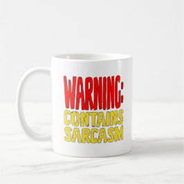 Caneca De Café Aviso Contém Sarcasmo Divertido Humor Engraçado.