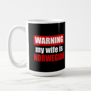 Caneca De Café Aviso minha esposa é norueguesa