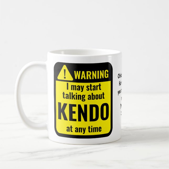 Caneca De Café Aviso Personalizado Divertido de Kendo (Esquerda)
