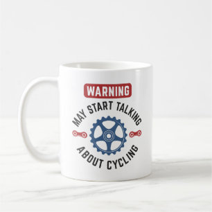 Caneca De Café Aviso Pode Começar A Falar Sobre Ciclismo