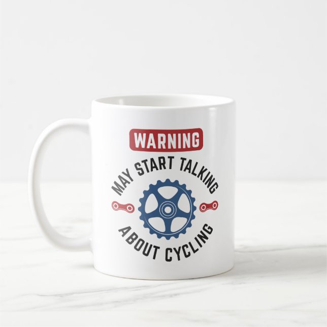 Caneca De Café Aviso Pode Começar A Falar Sobre Ciclismo (Esquerda)