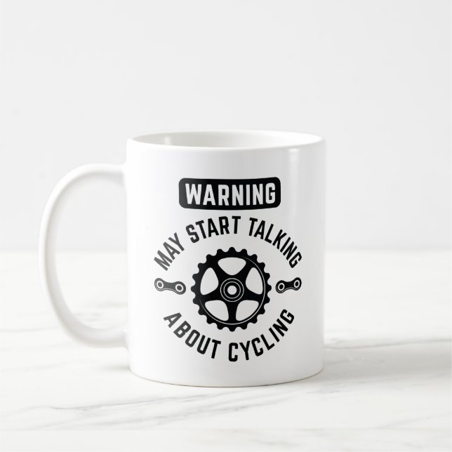 Caneca De Café Aviso Pode Começar A Falar Sobre Ciclismo (Esquerda)