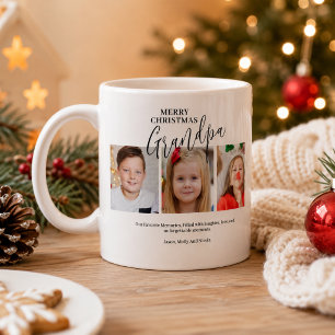 Caneca De Café Avô 3 Colagem de Fotos Vovô Feliz Natal