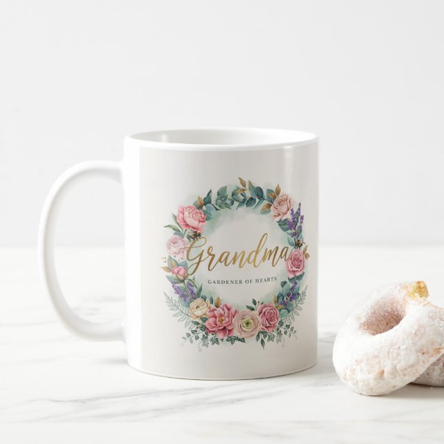 Caneca De Café Avó Amante de Jardim (Com Donut)