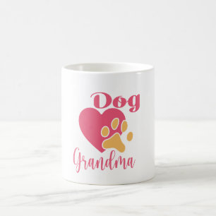 Caneca De Café Avó Cachorro Fofo Coração Rosa Impressão de Pata G