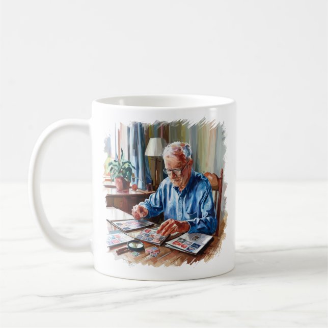 Caneca De Café Avô Carimbo Coletando Presente Filatelista (Esquerda)