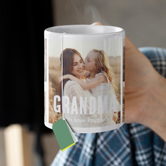 Caneca De Café Avó Colagem de 5 Fotos na Moda (Criador carregado)
