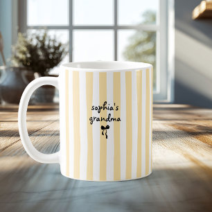 Caneca De Café Avó do Novo Bebê Nome Personalizado Listras Amarel