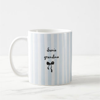 Caneca De Café Avó do Novo Bebê Nome Personalizado Listras Azul C