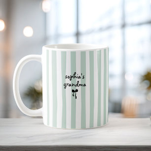 Caneca De Café Avó do Novo Bebê Nome Personalizado Listras Verde
