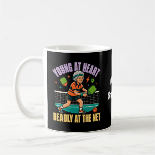 Caneca De Café Avó Engraçada de Pickleball Jovem de Coração Rede 