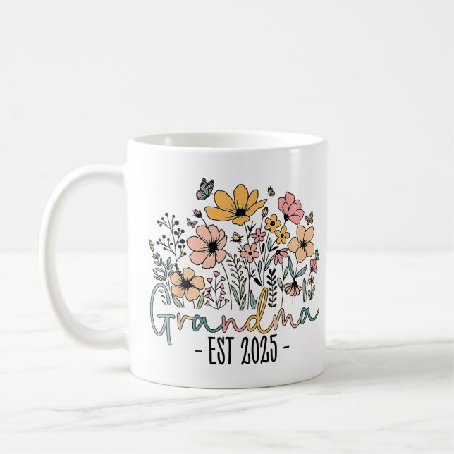 Caneca De Café Avó Est 2025 Nova Vovó Floral 2025 (Esquerda)