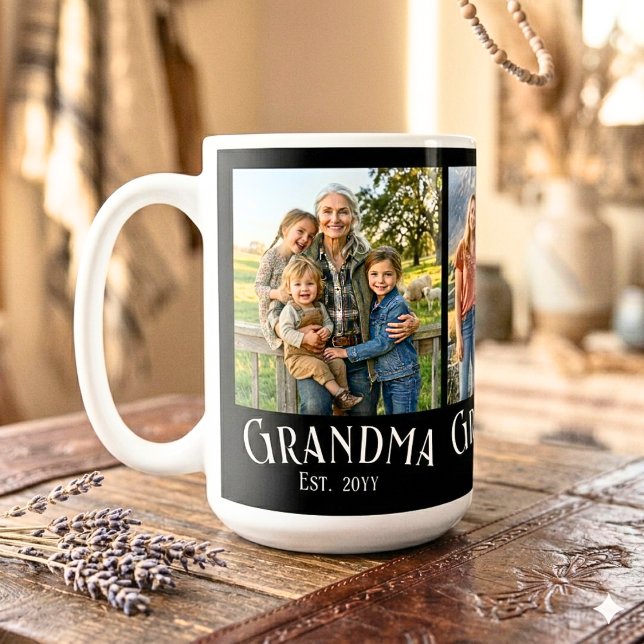 Caneca De Café Avó Est. Ano de Fundação Nome Personalizado 3 Foto (Criador carregado)
