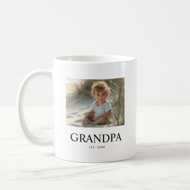 Caneca De Café Avô Estabeleceu Foto Moderna Preto e Branco  (Esquerda)