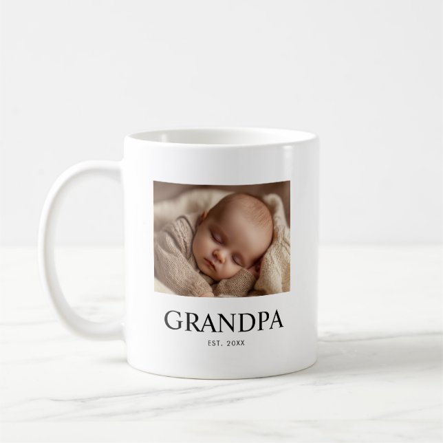 Caneca De Café Avô Estabeleceu Foto Moderna Preto e Branco  (Esquerda)