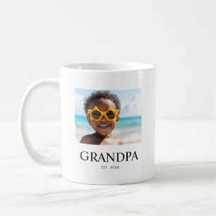 Caneca De Café Avô Estabeleceu Foto Moderna Preto e Branco 