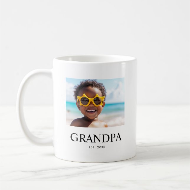 Caneca De Café Avô Estabeleceu Foto Moderna Preto e Branco  (Esquerda)