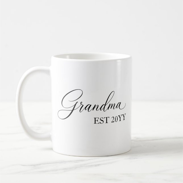 Caneca De Café Avó Estabelecida [Ano] – Personalizado  (Esquerda)