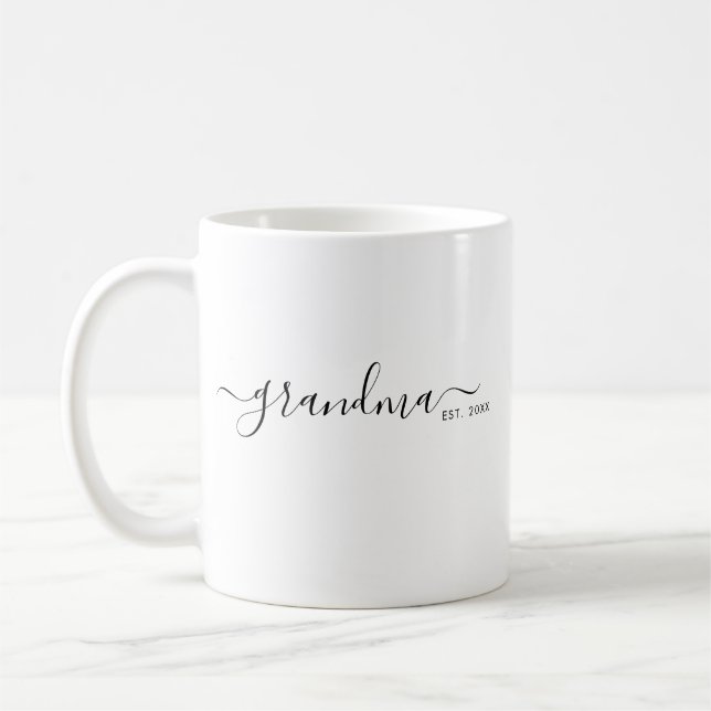 Caneca De Café Avó Estabelecida em Letra Moderna Preta (Esquerda)