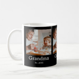 Caneca De Café Avó Estabelecida Presente de Foto Preto 3